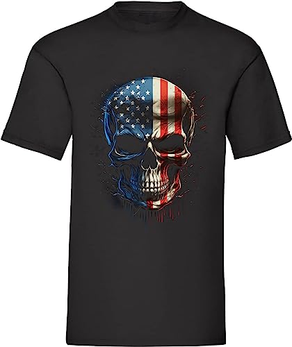 USA Herren T-Shirt mit Druck aus Baumwolle Kurzarmshirt (T. 30, Schwarz, Gr. 4XL) von Banco