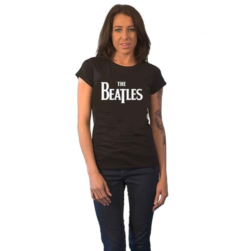 Band Monkey The Beatles Damen T-Shirt Drop T Logo Schwarz Gr. Small, Schwarz von Band Monkey