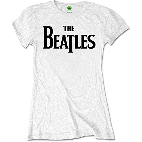 Band Monkey The Beatles Damen T-Shirt Drop T Logo Weiß Gr. M, weiß von Band Monkey