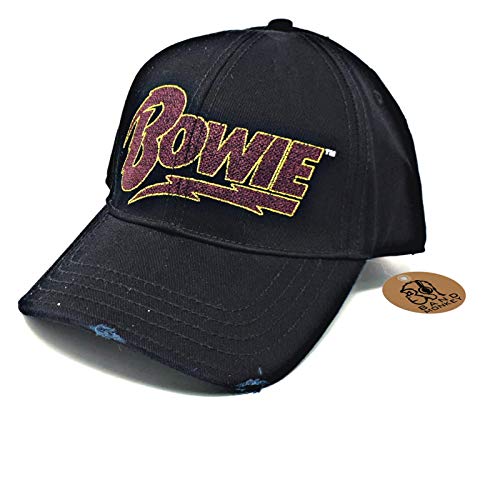 David Bowie Herren Baseballkappe Flash Logo Offizielles Schwarz von Band Monkey