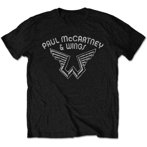Paul McCartney Herren TShirt -L- Wings Logo Schwarz von Band Monkey