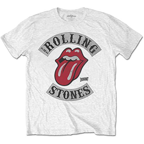 Rolling Stones Herren TShirt -L- Tour 1978 Weiß von Band Monkey