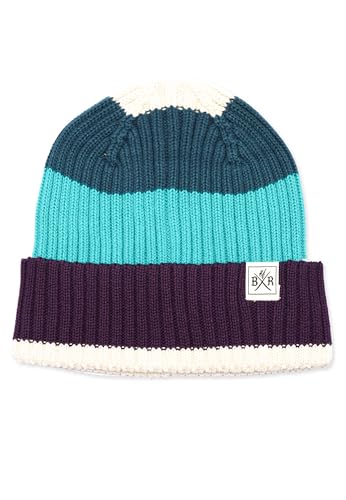 Band of Rascals Kinder Beanie Block Rib aus Bio-Baumwolle, Cream-Dark-Purple, Gr. Einheitsgröße von Band of Rascals