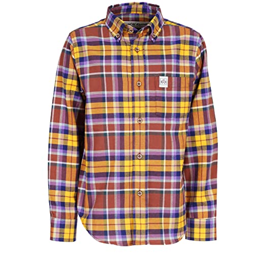 Band of Rascals Kinder Hemd Flannel Check aus Bio-Baumwolle, Dark-Purple-Mustard, Gr. 164 von Band of Rascals