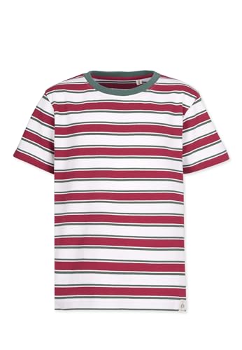 Band of Rascals Kinder Kurzarm T-Shirt Dual Stripe aus Bio-Baumwolle, Brick-red-Cilantro-Green, Gr. 146 von Band of Rascals