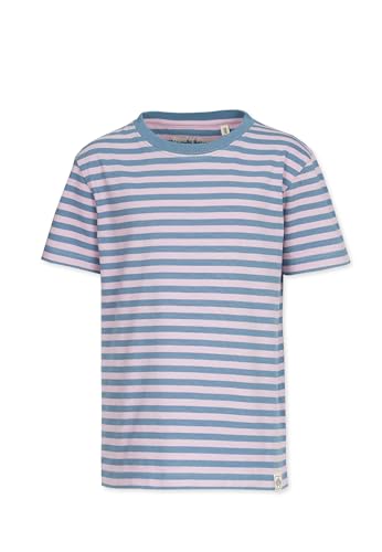 Band of Rascals Kinder Kurzarm T-Shirt Striped aus Bio-Baumwolle, Aegean-Blue-Faded-pink, Gr. 158 von Band of Rascals