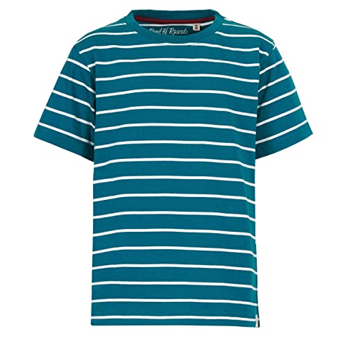 Band of Rascals Kinder Kurzarm T-Shirt Striped aus Bio-Baumwolle, Petrol-Cream, Gr. 158 von Band of Rascals