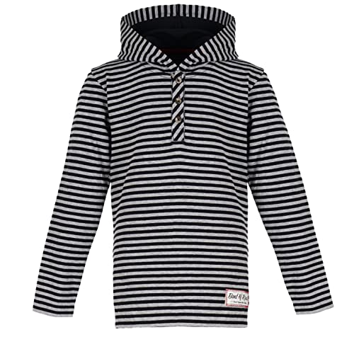 Band of Rascals Kinder Langarmshirt Striped Hooded aus Bio-Baumwolle, Black-Grey, Gr: 158 von Band of Rascals