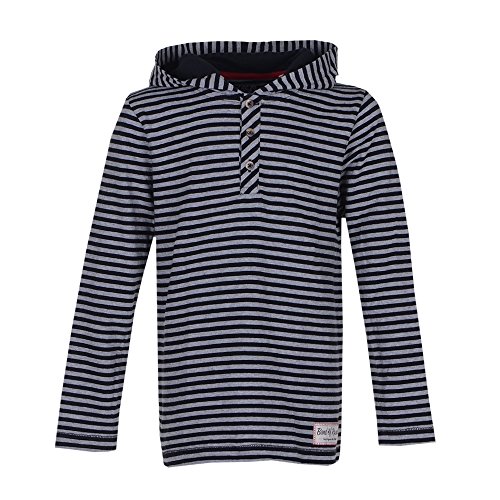 Band of Rascals Kinder Langarmshirt Striped Hooded aus Bio-Baumwolle, Grey Melange - Black, Gr: 122/128 von Band of Rascals