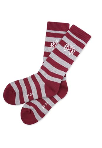 Band of Rascals Kinder Socken Striped Sport aus Bio-Baumwolle, brick-red-grey, Gr. 35/38 von Band of Rascals