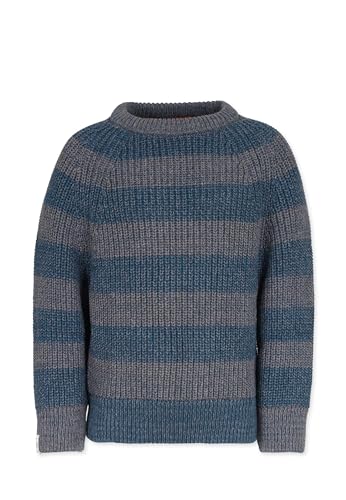 Band of Rascals Kinder Strickpullover Striped Rib aus Bio-Baumwolle, Dark-Petrol-Grey, Gr. 140 von Band of Rascals