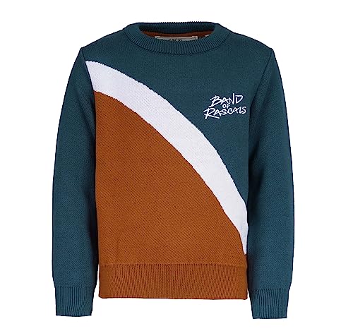 Band of Rascals Kinder Strickpullover Wave aus Bio-Baumwolle, Dark-Petrol-Burned-Brick, Gr. 134 von Band of Rascals