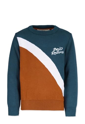 Band of Rascals Kinder Strickpullover Wave aus Bio-Baumwolle, Dark-Petrol-Burned-Brick, Gr. 146 von Band of Rascals