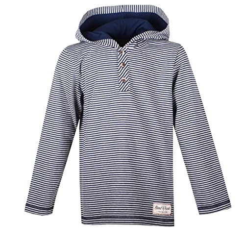 Band of Rascals Kinder Langarmshirt Striped Hooded aus Bio-Baumwolle, Navy-Grey, Gr: 140 von Band of Rascals