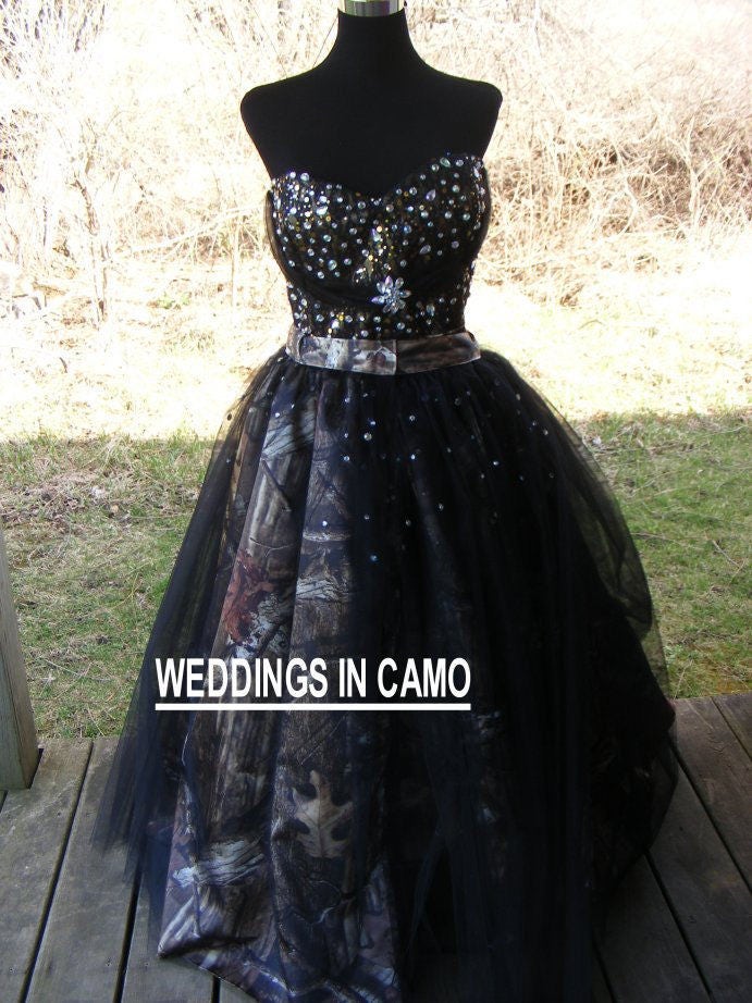 Camo Prom Kleid+Elegantes Kleid+Kurzes Camo Kleid Mit Überrock von BandJcouture