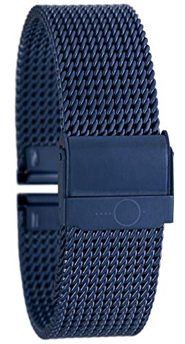 14mm BandOh Edelstahl Milanaise Uhren Armband Blau mit Sicherheitsverschluss von Eichmüller