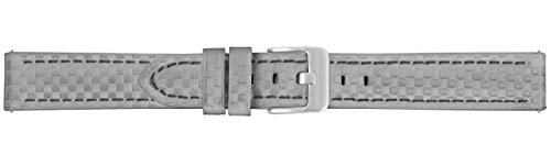 Eichmüller BandOh 22mm Leder Uhren Armband Grau mit schwarzer Naht Carbon Look Dornschließe von Eichmüller