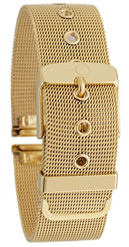 BandOh massives 18mm Edelstahl Milanaise Uhren Armband mit Dornschließe IP Gold von BandOh