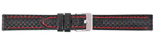 Eichmüller 18mm BandOh Uhren Armband Carbon Look Schwarz Rot Ersatzband von Eichmüller