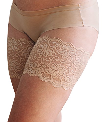 Bandelettes Patentiertes Markenzeichen, scheuerhemmende, elastische Oberschenkelbänder, verhindern Reibung an den Oberschenkeln.Beige Dolce. Größe F, XXX-Large (78-82cm) von Bandelettes