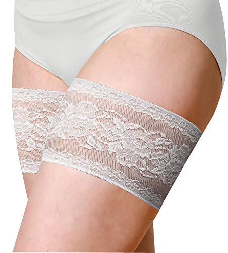 Bandelettes Original Warenzeichen, Sexy Anti-Scheurn, Elastische Oberschenkelbänder, Verhindern Reibung am Oberschenkel, Weiß Peony, Medium, B (58-62cm) von Bandelettes