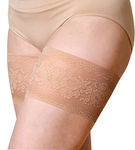 Bandelettes Original Warenzeichen, Anti-Scheurn, Elastische Oberschenkelbänder, Verhindern Reibung am Oberschenkel. Beige Peony. Größe B, Medium (58-62cm) von Bandelettes