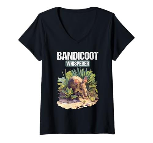 Damen Bandicoot Nasenbeutler T-Shirt mit V-Ausschnitt Damen Bandicoot Nasenbeutler T-Shirt mit V-Ausschnitt von Bandicoot Nasenbeutler Tier Shop