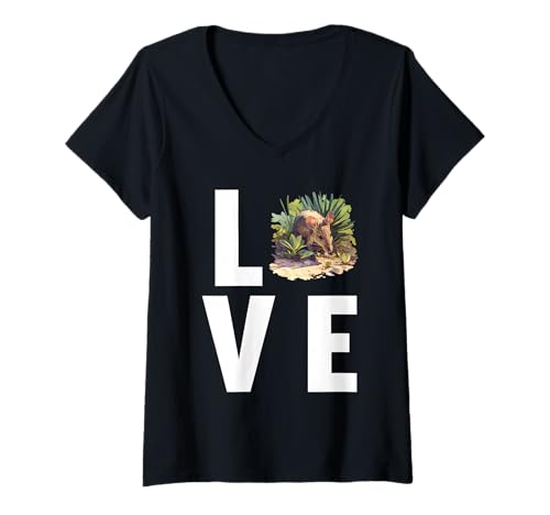 Damen Bandicoot Nasenbeutler T-Shirt mit V-Ausschnitt von Bandicoot Nasenbeutler Tier Shop