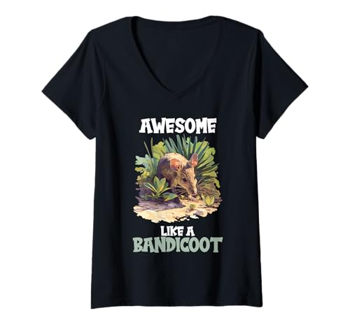 Damen Bandicoot Nasenbeutler T-Shirt mit V-Ausschnitt Damen Bandicoot Nasenbeutler T-Shirt mit V-Ausschnitt von Bandicoot Nasenbeutler Tier Shop
