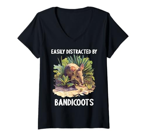 Damen Bandicoot Nasenbeutler T-Shirt mit V-Ausschnitt von Bandicoot Nasenbeutler Tier Shop