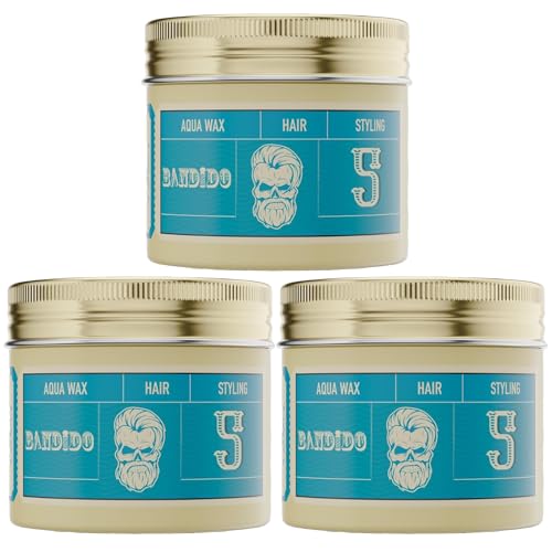 Bandido Aqua Wax Nr.5 Blue/Blau (3 x 125ml) MEDIUM (3er Set) Haarwachs Haarwax starker Halt Stylingwachs Haarwachs Männer Pomade Herren - Hair Wax Men Haar Wax Herren Wachs von Bandido