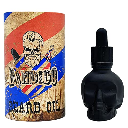 Bandido Barbershop Beard Oil 40ml Bart Öl für die tägliche Bartpflege von 3-Tage-Bart bis Vollbart Bartpflege Öl Männer Hochwertiges Schwarzes Totenkopf Bartöl Herren Sicherheitsverschluss von Bandido