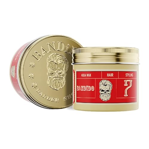 BANDIDO Aqua Hair Wax Red 7 Starker Halt – Haarwachs Männer mit Glänzendem Fixiereffekt – Modellierende Haar Pomade Herren für einen Mutigen Stil – Hair Fiber Intensiver Glanz – 125ml BANDIDO Aqua Hair Wax Red 7 Starker Halt – Haarwachs Männer mit Glänzendem Fixiereffekt – Modellierende Haar Pomade Herren für einen Mutigen Stil – Hair Fiber Intensiver Glanz – 125ml von Bandido