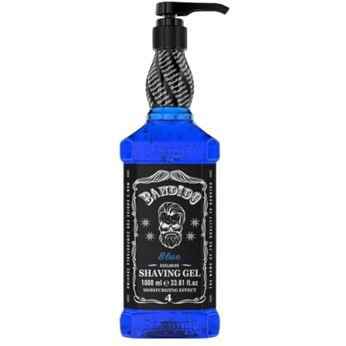 Bandido Shaving Gel Men Blue 1000ml | Rasiergel Männer Transparent | Rasier Gel Herren Nicht-schäumend | Präzise Konturen | Barber Rasiergel | Feuchtigkeitsspendend & Kühlend von Bandido