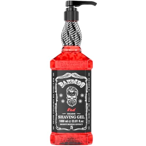 Bandido Shaving Gel Men Red 1000ml | Rasiergel Männer Transparent | Rasier Gel Herren Nicht-schäumend | Präzise Konturen | Barber Rasiergel | Feuchtigkeitsspendend & Kühlend von Bandido