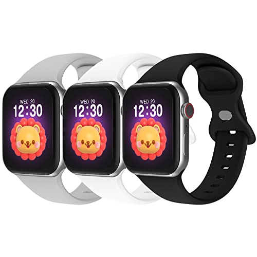 Bandkids 3er-Pack Armband für Kinder, Apple Watch, 38 mm, 40 mm, 41 mm, 42 mm, 44 mm, 45 mm, 49 mm, Ersatz für iWatch-Armbänder Ultra SE Serie 8 7 6 5 5 5 4 38/40 EU /41 mm, Schwarz/Weiß/Wolkengrau) von Bandkids