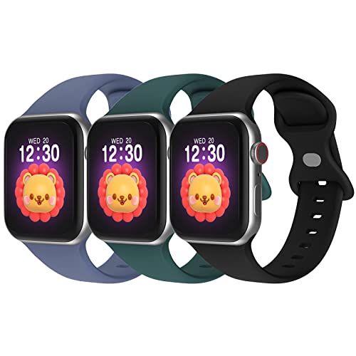 Bandkids 3er-Pack Armband für Kinder, Apple Watch, 38 mm, 40 mm, 41 mm, 42 mm, 44 mm, 45 mm, Ersatz für iWatch-Armbänder Ultra SE Serie 8 7 6 5 5 5 4 38/40 EU /41 mm, Marineblau/Schwarz/Olivgrün) von Bandkids