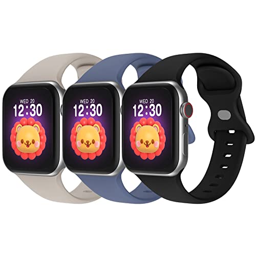 Bandkids 3er-Pack Armband für Kinder, Apple Watch, 38 mm, 40 mm, 41 mm, 42 mm, 44 mm, 45 mm, Ersatz für iWatch-Armbänder Ultra SE Serie 8 7 6 5 5 5 4 38/40 EU /41 mm, Schwarz/Marineblau/Rockgrau) von Bandkids