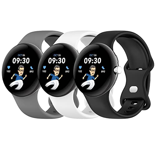 Bandkids 3erPack Armbänder kompatibel mit Google Pixel Watch Armband für Damen und Herren, weiches, atmungsaktives SilikonSchlaufenSportarmband für Google Pixel Watch 2022 (klein, von Bandkids