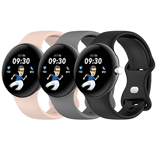 Bandkids 3erPack Armbänder kompatibel mit Google Pixel Watch Armband für Damen und Herren, weiches, atmungsaktives SilikonSchlaufenSportarmband für Google Pixel Watch 2022 (klein, von Bandkids