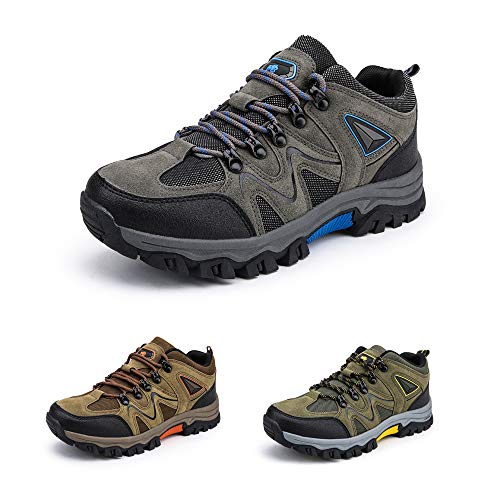 Bandkos Trekkingschuhe Herren Wanderschuhe Leichte Atmungsaktiv Outdoor Sportschuhe rutschfeste Hiking Sneaker Schwarz Grün Khaki Größe 39-47,BK-39 von Bandkos