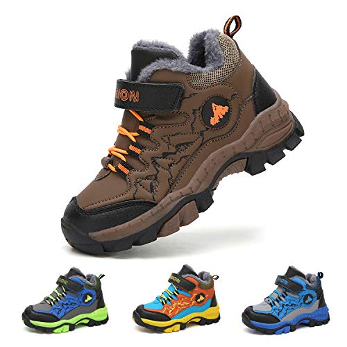 Bandkos Winterschuhe Jungen Wanderschuhe Trekkingschuhe Wanderstiefel Kinder Warm Gefütterte Stiefel Schnee Outdoor Camping rutschfest Blau Black Schwarz Grün Gr.30-40 EU,BR-39 von Bandkos