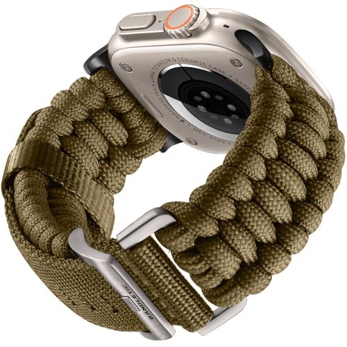 Bandletic kompatibel mit Apple Watch Ultra 3/2/1 Armbänder - Paracord Nylon Armband 49mm 45mm 46mm 44mm für iWatch Series Ultra 11 SE3 10 9 8 7 6 5 4, 42mm (3 2 1) Sport Armbänder für Herren Damen von Bandletic