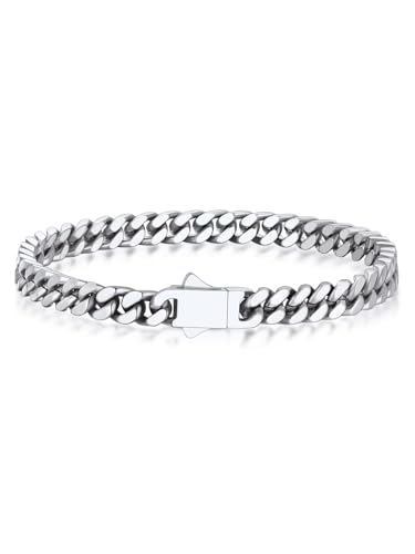 Bandmax 21CM Armband Edelstahl Kette Herren 5MM breit Kette Jungs Kubanische Kette Modeschmuck Accessoire von Bandmax