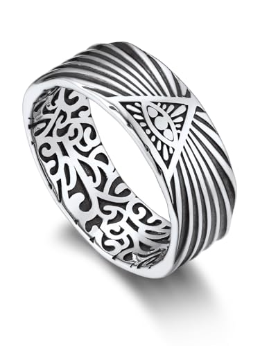 Bandmax Auge von Gott Ring Silber Ring Herren Vintage Ringe Größe 57mm Partnerringe 5mm breit Bandring Ägyptischer Schmuck Bandmax Auge von Gott Ring Silber Ring Herren Vintage Ringe Größe 57mm Partnerringe 5mm breit Bandring Ägyptischer Schmuck von Bandmax