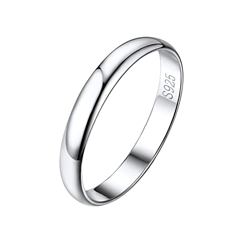 Bandmax Damen Herren 3mm Glatter Band Ring 925 Sterling Silber Größe 54 Verlobungsring Ehering Hochzeit Schmuck Accessoire für Männer Frauen von Bandmax