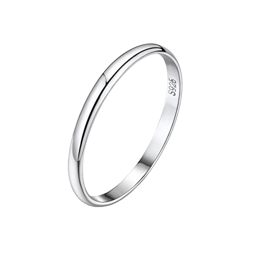 Bandmax Damenring in 925 Silber 2mm Glatter Band Ring für Hochzeit Verlobung Minimalist Partnerring Ehering Trauring Schmuck Accessoire von Bandmax