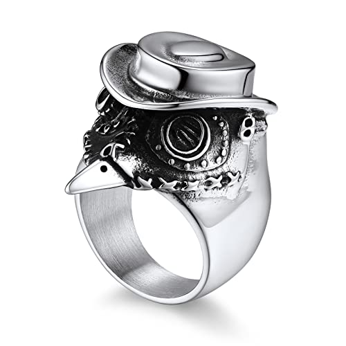 Bandmax Doctor Schnabel Vogel Ringe Männer Gothic Steampunk Ringe Größe 72 Pestdoktor Fingerringe Edelstahl Vogel Bandringe Biker Ringe Tierring Schmuck von Bandmax