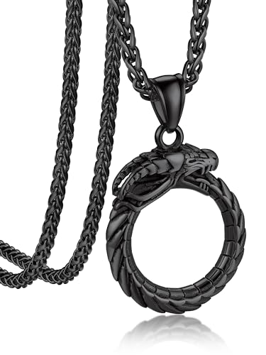 Bandmax Drachen Kette Schwarz Panzerkette Herren Drachen Kette Damen Edelstahl Kette Drachen Kette Jungs Halskette Schmuck von Bandmax