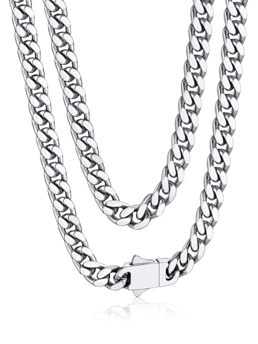 Bandmax Edelstahl Panzerkette Herren 5MM breit Kette Jungs Kubanische Halskette 76CM Kettenlänge Hip Hop Kette Modeschmuck Accessoire von Bandmax